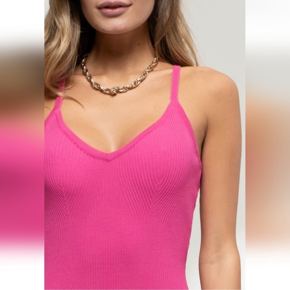 The Workshop Hot Pink Ribbed Bodycon Mini Dress Valentine’s Day NWT Small - Picture 7 of 7